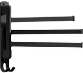 Toallero giratorio sin perforaciones, toallero multifuncional, estante de almacenamiento de acero inoxidable para cocina (3 varillas negras)