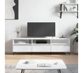 Mueble de tv | mueble de salón | mesa de tv madera contrachapada blanco brillo 150x30x44,5 cm cfw14178