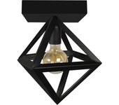 Lámpara de techo tosel octaèdre b metal geométrico negro pantalla de lámpara vidrio azul d30 x h32 cm