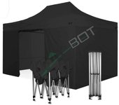 Carpa plegable 3x4,5 negro con laterales . aluminio 45 mm. tejido recubierto de pvc impermeable, repelente al agua de 350gm