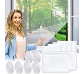 Mosquiteras para ventanas, paquete de 6, 1,3 m x 1,5 m, mosquitera invisible para ventana con 6 rollos autoadhesivos (blanco)