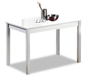 Mesa de cocina fija - 80x40 cm - estructura color aluminio - tapa cristal color blanca