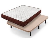 Colchón viscosoft ergos 13 + base tapizada beige con 6 patas de 32 cm | medidas: 135x200x13 cm