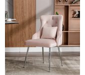 Juego de 4 sillas de comedor con diseño de botones, rosa