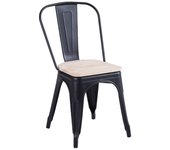 Pack de 4 sillas comedor tolix negra metálicas asiento madera