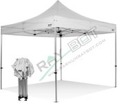 Carpa plegable 4x4 blanco sin laterales. aluminio 45 mm. tejido recubierto de pvc impermeable, repelente al agua de 350gm