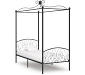 Estructura de cama con dosel metal negro 90 x 200 cm