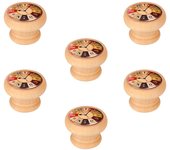 6 un. pomo tirador mueble vintage retro madera tinte natural reloj colores - diámetro 40mm