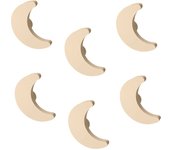 6 un. tirador pomo mueble bebé luna madera lacada beige claro arena 95x75mm