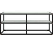 Mueble tv negro con cristal mármol blanco 100x40x40 cm