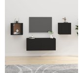 2 piezas muebles para tv de pared | mueble de salón | mesa de tv negro 40x34,5x40 cm cfw28813