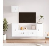 Set de 5 piezas muebles de tv | mueble de salón | mesa de tv madera contrachapada blanco brillo cfw41399