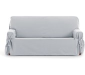 Funda de sofá dos plazas con lazos gris claro 140 - 180 cm