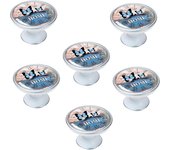 6 un. pomo tirador mueble vintage retro metal plata pátina blanco reloj - diámetro 37mm