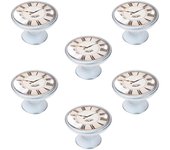 6 un. pomo tirador mueble vintage retro metal plata pátina blanco paris - diámetro 37mm