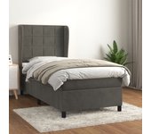 Cama con somier y colchón gris oscuro 90x190 cm terciopelo