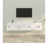 Set de 4 piezas muebles de tv | mueble de salón | mesa de tv madera contrachapada blanco brillo cfw37037