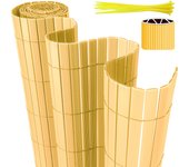 Canisse pvc para el jardín, valla oculta, balcón o terraza doble cara, valla cortaviento para balcón, bambú 140 x 600cm