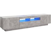 Mueble tv con luces led gris hormigón 180x35x40 cm
