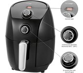 Freidora sin aceite por aire caliente, 1,5l, termostato y temporizador 30m, fríe forma saludable, clatronic, negro, 900, fr 3698 h