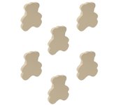 6 un. tirador pomo mueble bebé oso madera lacada beige claro arena 63x54mm