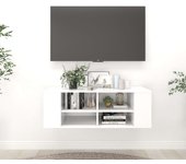 Mueble de pared para tv | mueble de salón | mesa de tv madera contrachapada blanco 102x35x35cm cfw12082