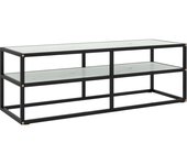 Mueble tv negro con cristal mármol blanco 120x40x40 cm