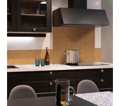 Pack panel antisalpicaduras de aluminio ignífugo satinado para cocina ratan natural negro - mate, panel 900 x 700 mm + 2 cenefas 1000 x 200 mm