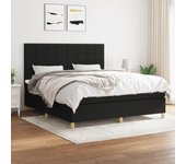 Cama con somier y colchón negro 180x200 cm tela