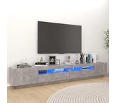 Mueble para tv | mueble de salón | mesa de tv con luces led gris hormigón 260x35x40 cm cfw31408