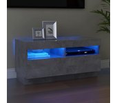 Mueble de tv | mueble de salón | mesa de tv con luces led gris hormigón 80x35x40 cm cfw24088