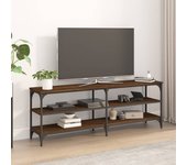 Mueble de tv | mueble de salón | mesa de tv madera contrachapada marrón roble 140x30x50 cm cfw47167