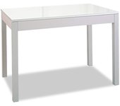Mesa de cocina extensible de carro - 110x70 cm (170x70 cm) - estructura y extensión color aluminio - tapa cristal color blanca