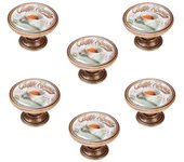 6 un. pomo tirador mueble vintage retro metal bronce envejecido cafe - diámetro 37mm