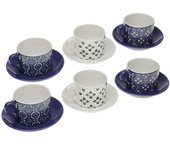Juego de tazas con platos versa regina cerámica (8,6 x 6,4 x 9,2 cm) (6 piezas) 8420327500113 s3409567 versa