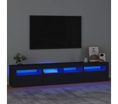 Mueble de tv | mueble de salón | mesa de tv con luces led negro 210x35x40 cm cfw47850