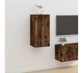 Mueble para tv de pared | mueble de salón | mesa de tv roble ahumado 40x34,5x80 cm cfw18051