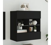 Mueble de tv de pared | mueble de salón | mesa de tv con luces led negro 58,5x30x60,5 cm cfw33588