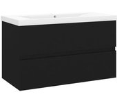 Mueble lavabo con fregadero integrado aglomerado negro