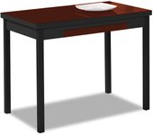 Mesa de cocina extensible 2 alas - 90x50 cm (140x50 cm) - estructura y alas color negra - tapa cristal color burdeos