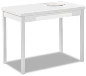 Mesa de cocina extensible 2 alas - 90x50 cm (140x50 cm) - estructura y alas color blanca - tapa cristal color blanca