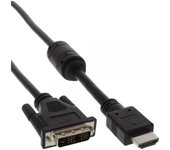 Cable inline hdmi-dvi 19 pines macho a 18+1 macho + inductancia de ferrita negro 5m