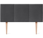 Dhome cabecero de terciopelo liso con tres paneles 110x105cm con patas camas 105 - gris oscuro