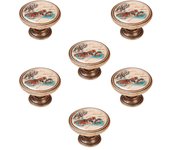 6 un. pomo tirador mueble vintage retro metal bronce envejecido moto - diámetro 37mm
