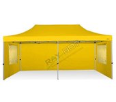 Carpa plegable 3x6 amarillo con telones laterales y ventanas. acero 40 mm. tejido recubierto de pvc impermeable, repelente al agua de 350gm
