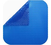 Cubierta solar térmica para piscina 400 micras burbuja redonda azul 7x4 m con refuerzo en un ancho, lado del enrollador. cubierta recortable