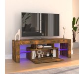 Mueble de tv | mueble de salón | mesa de tv con luces led roble ahumado 120x35x40 cm cfw91083