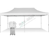 Carpa plegable 6x3 blanca sin telones laterales acero 30 mm. tejido recubierto de pvc impermeable, repelente al agua de 350gm