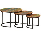 Mesas nido 3 piezas de madera maciza recuperada