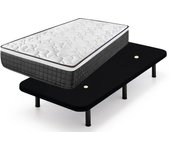 Colchón viscoelástico origin + base tapizada negro con 6 patas de 32 cm | medidas: 90x190 cm